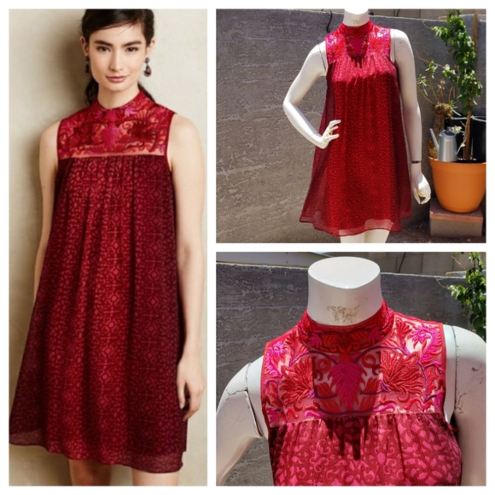 Niki Mahajan Amara Embroidered Floral Anthropologie Dress